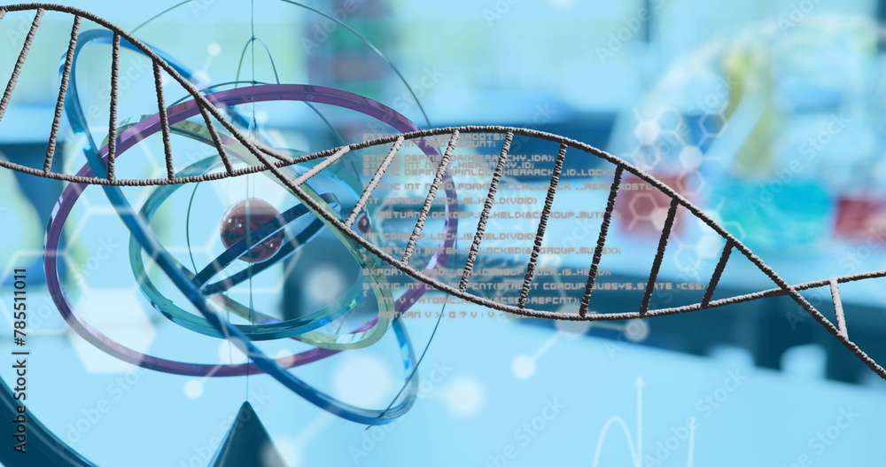 Image of dna strand over lab Image of dna strand over lab
