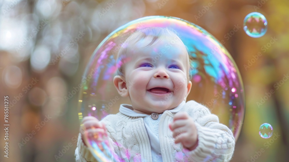 Smiling baby in a giant soap bubble 03 Smiling baby in a giant soap bubble 03