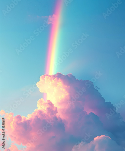 Cover art for a music album. Clouds of pastel colors and a rainbow in the middle.