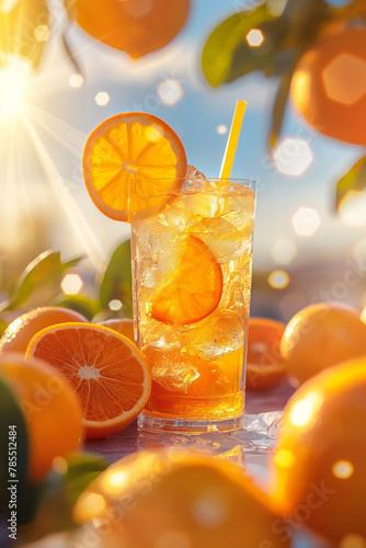 orange cocktail with lemon, lemonade photo