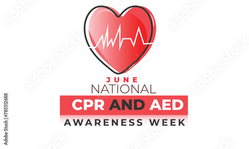 National CPR and AED awareness week. background, banner, card, poster, template. Vector illustration.