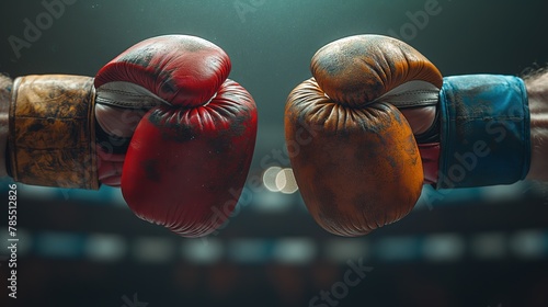 Two Boxing Gloves About to Clash in the Ring