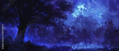 Indigo night wrapping the world in a velvety cloak, dotted with silver whispers of starlight photo