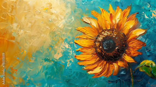 Impressionist acrylic painting of a sunflower