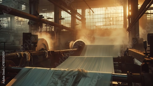 Paper mill in motion, turning pulp into endless rolls
