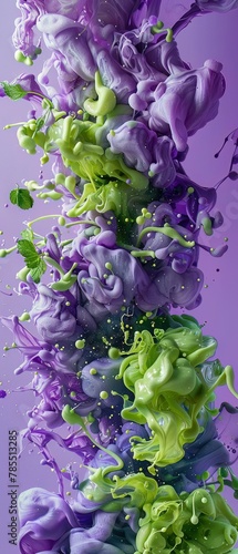 Violet and lime, contrasting vibrantly, sparking a playful yet intense visual symphony photo