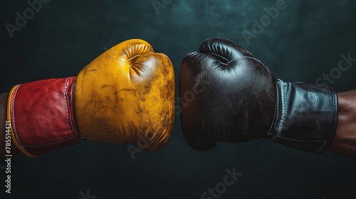 Clashing Boxing Gloves Depicting Combat Sports Competition © VGV
