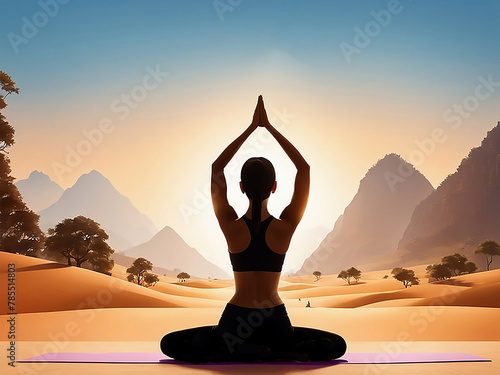 Harmony in Motion: Silhouette of Yoga Pose for International Yoga Day