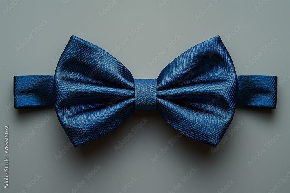 A minimalist blue bow tie on a clean, white background.
A minimalist blue bow tie on a clean, white background.