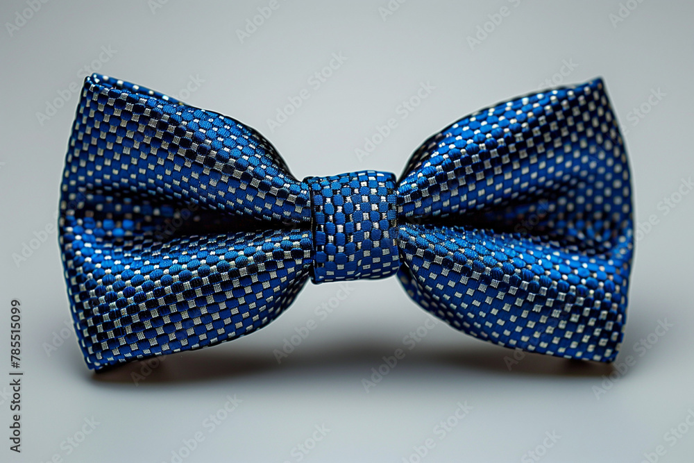 A minimalist blue bow tie on a clean, white background.
A minimalist blue bow tie on a clean, white background.