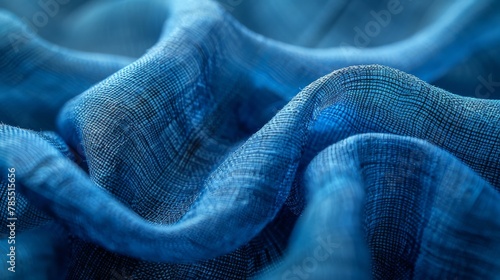 Close up of blue fabric