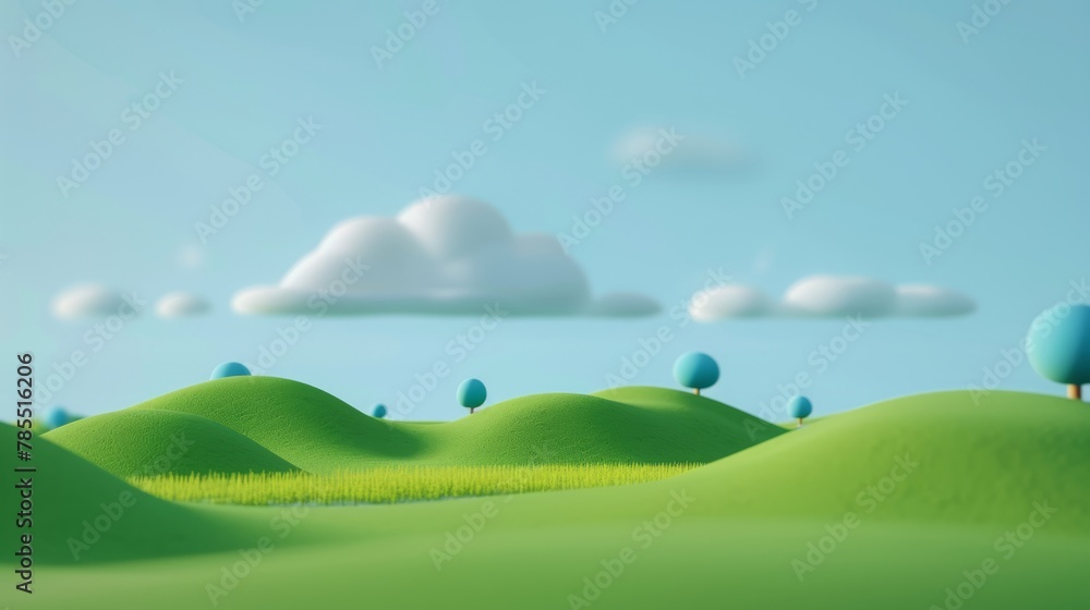3D landscape C4D cartoon cute style background material 3D landscape C4D cartoon cute style background material