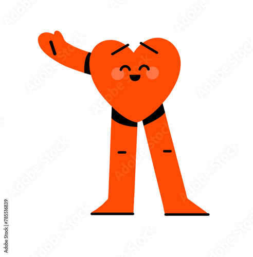 Personnage non genré en forme de cœur orange pour le mois des fiertés