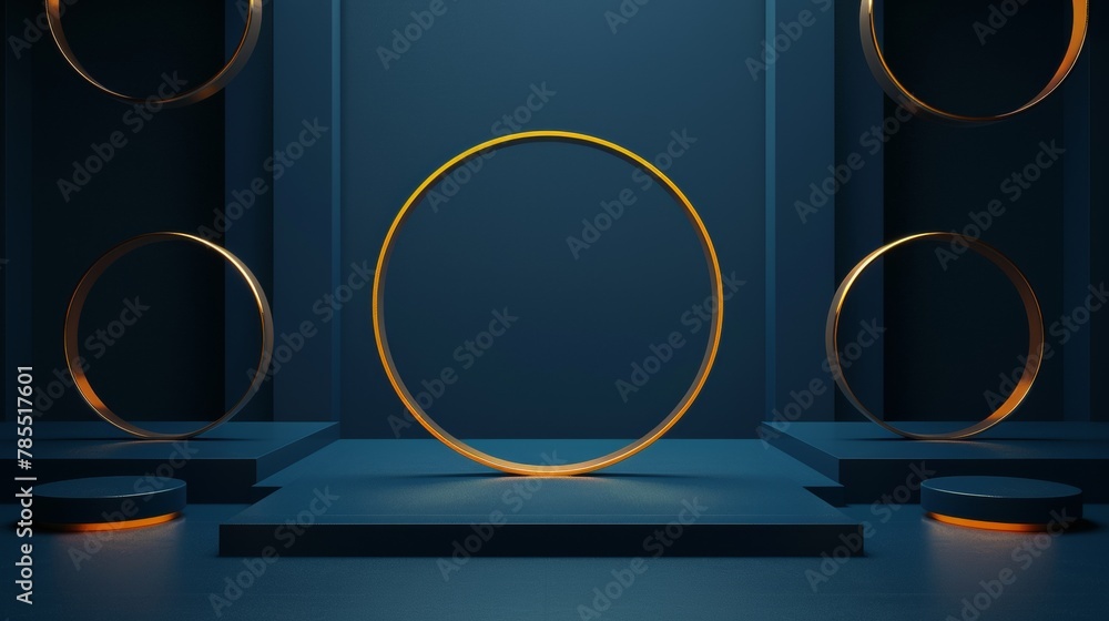 3d podium blue background and geometric sharp curtain with spotlight luxury. Abstract rendering 3d shape for advertising product display. 3d podium blue background and geometric sharp curtain with spotlight luxury. Abstract rendering 3d shape for advertising product display.