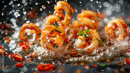 Crispy calamari rings fried to golden perfection in oil, ensuring tender and delicious results