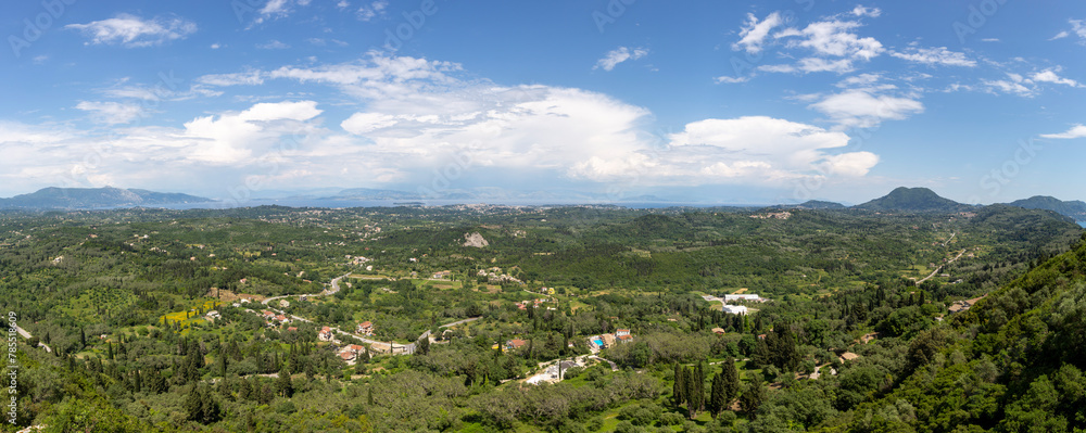 Panoramic view of Corfu island from Kaiser's Throne viewpoint