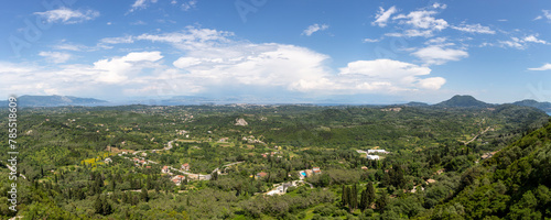 Panoramic view of Corfu island from Kaiser's Throne viewpoint