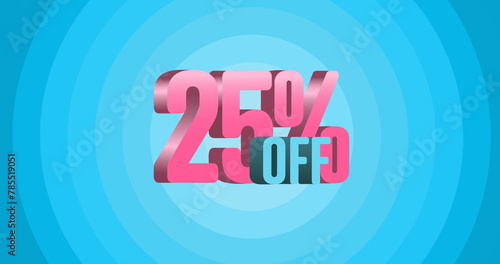 Image of 25 percent off text and circles on blue background
