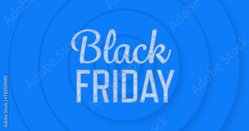 Image of black friday text and circles on blue background