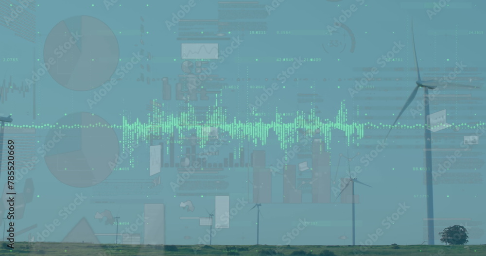 Image of financial data processing with wind turbine Image of financial data processing with wind turbine
