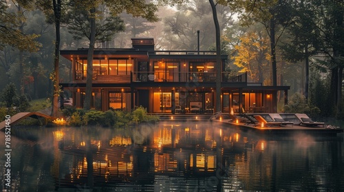 House sits in middle of lake photo
