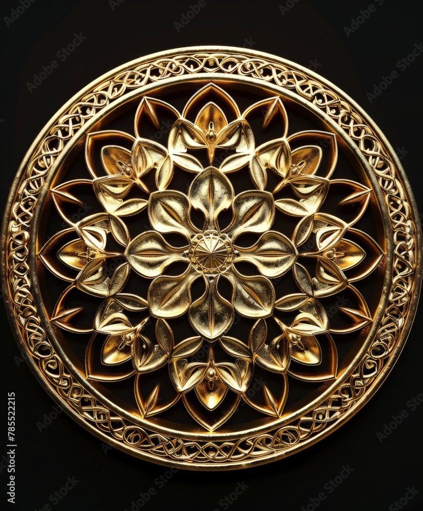Gold plate with flower design Gold plate with flower design