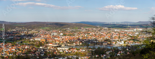Obraz na płótnie Panorama of Hameln on the river Weser in Germany w salonie