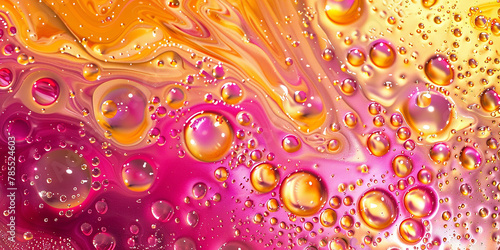 fluid oil liquid texture, bubble oil drops and swirls on a background AI-generated Image