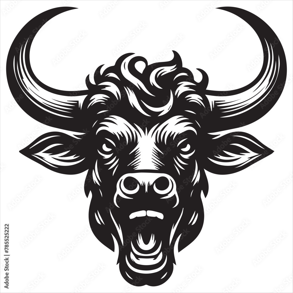 Bull head silhouette vector illustration templates solid white background.