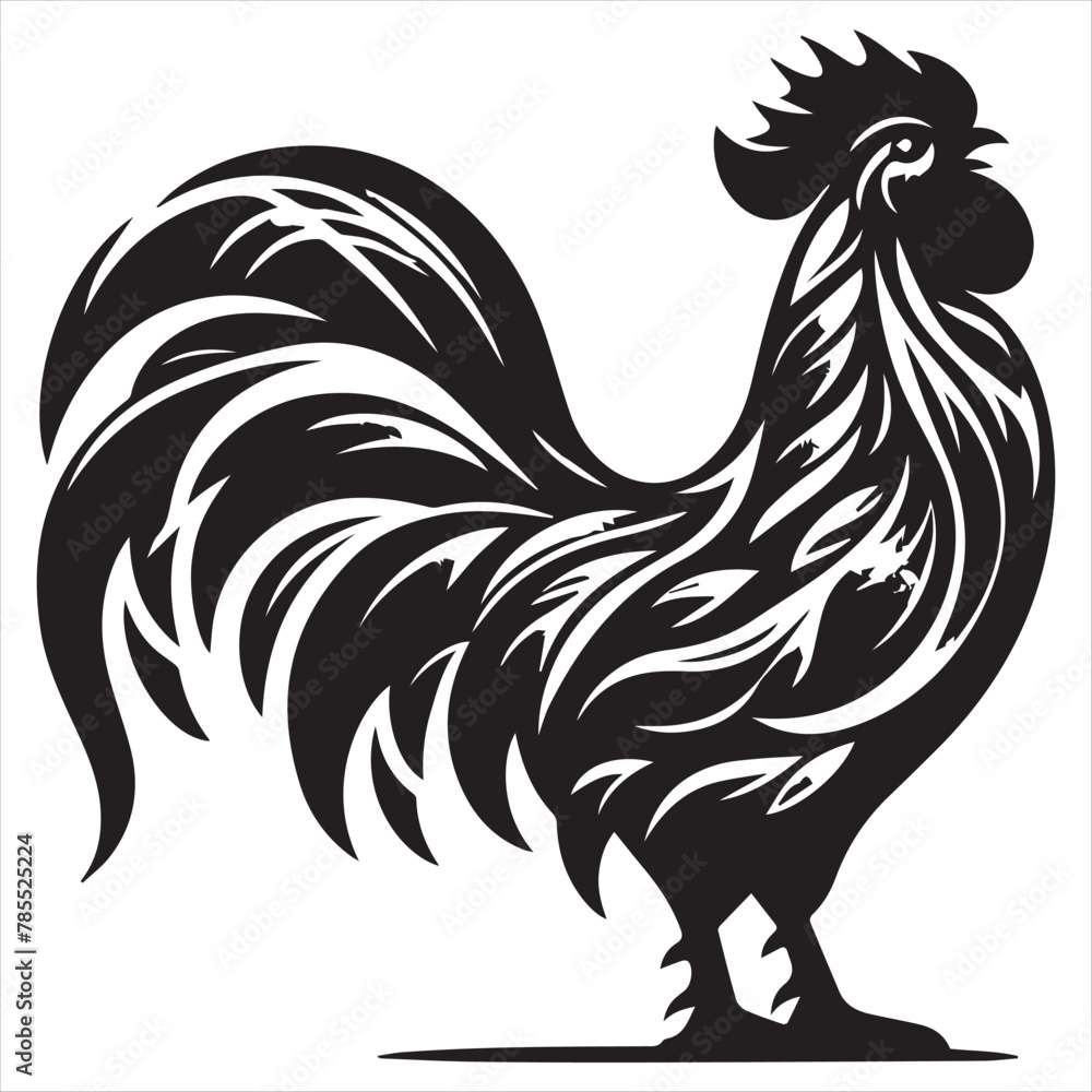 Rooster silhouette vector illustration templates solid white background