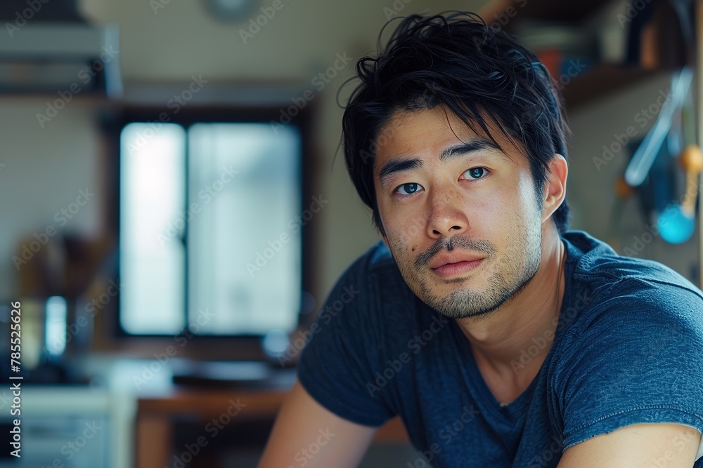 Thoughtful man leaning forward with an introspective look. Thoughtful man leaning forward with an introspective look.