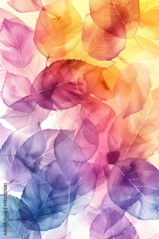 Vibrant leaves painting on white background Vibrant leaves painting on white background
