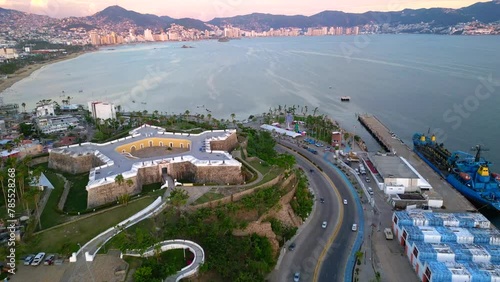 Drone Flyover of Costera Avenue and Acapulco Maritime Terminal photo