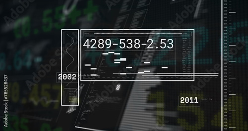 Image of numbers on screen and data processing