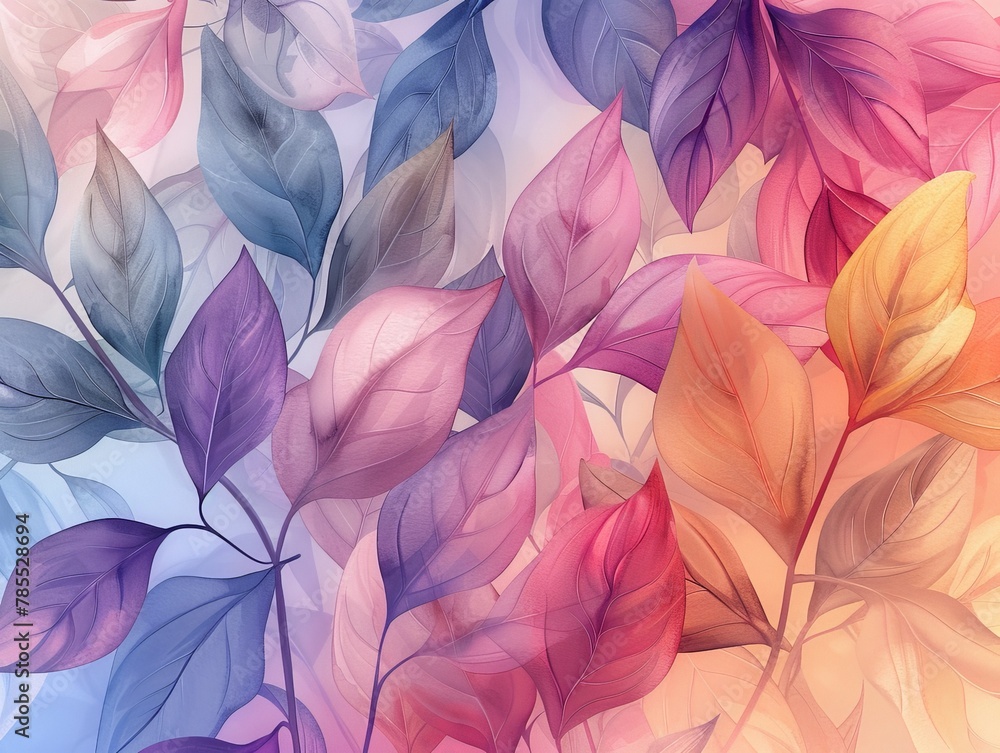Colorful leaves painting on white background Colorful leaves painting on white background