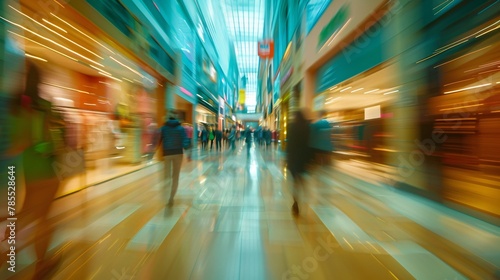 Blurred scene of a busy shopping mall with dynamic motion blur 02