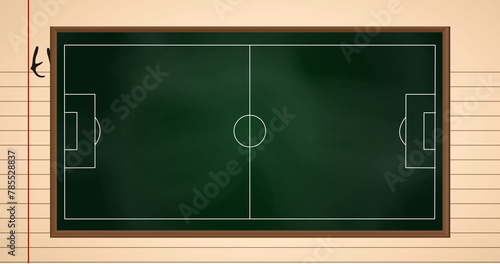 Image of game plan on green board over beige background