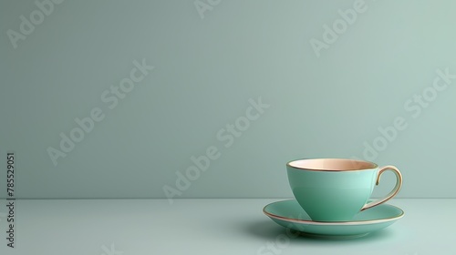  A tea cup and saucer on a round saucer, shaped like an independent cup and saucer set