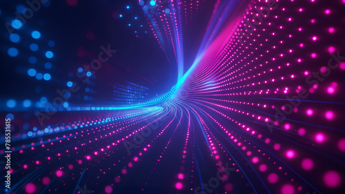 Abstract neon background. Pink and blue dotted lines. Technology background. © Наталья Зюбр