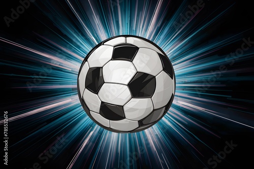 Dynamic soccer ball featured in abstract sports poster  capturing the essence of athleticism