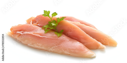 Fresh Raw Chicken Breasts with Herbs on White Background