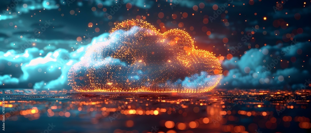 Digital Cloud Symphony: A Seamless Tech Concerto. Concept Artificial Intelligence in Healthcare, Sustainable Fashion Trends, Remote Work Productivity, Mental Health Awareness
