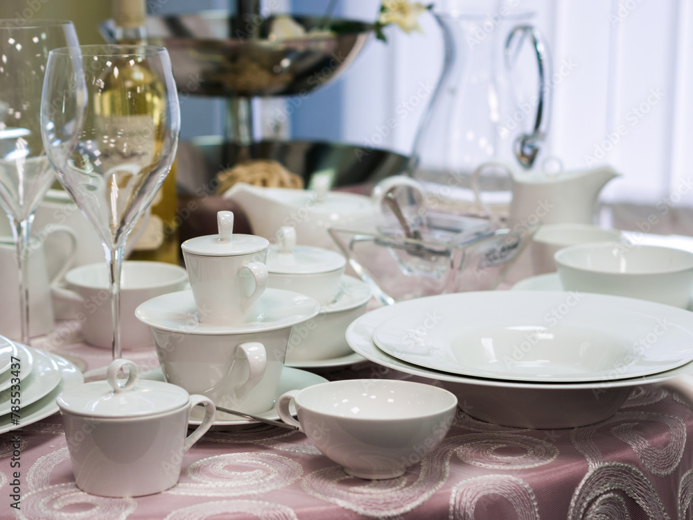 Set of dishes on table Set of dishes on table