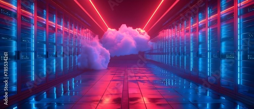 Seamless Integration: Cloud Technology Fusing Servers and Devices. Concept Cloud Technology, Server Integration, Device Connectivity, Seamless Solutions