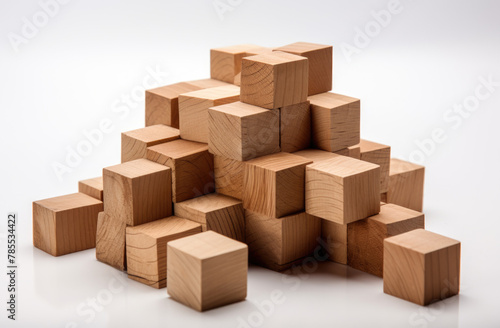 Wooden blocks image isolated on white background with clipping path