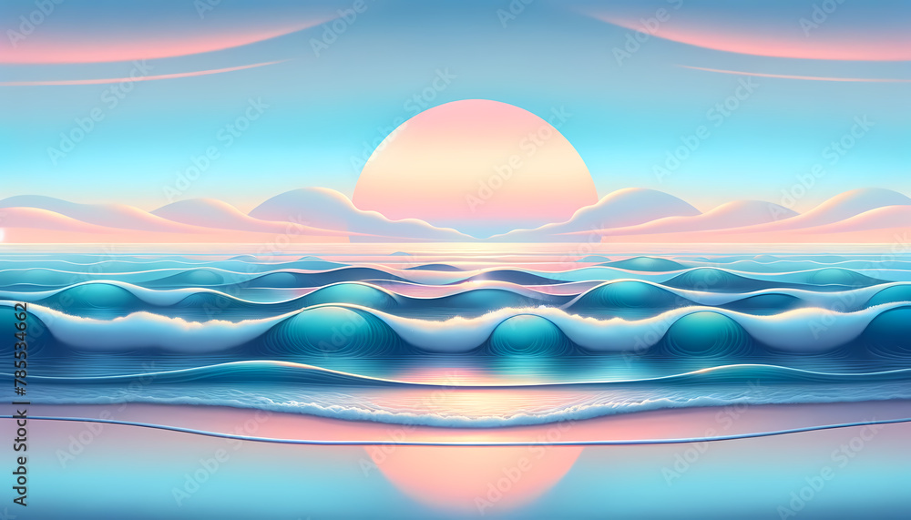 gentle ocean waves under a pastel sunset, designed to create a peaceful ambiance gentle ocean waves under a pastel sunset, designed to create a peaceful ambiance