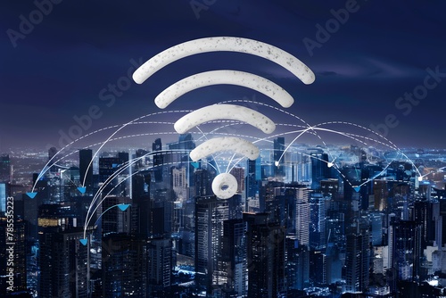 Global high speed wireless internet wifi connection, facilitating seamless communication and connectivity photo