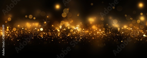 Yellow abstract glowing bokeh lights on a black background with space for text or product display © GalleryGlider