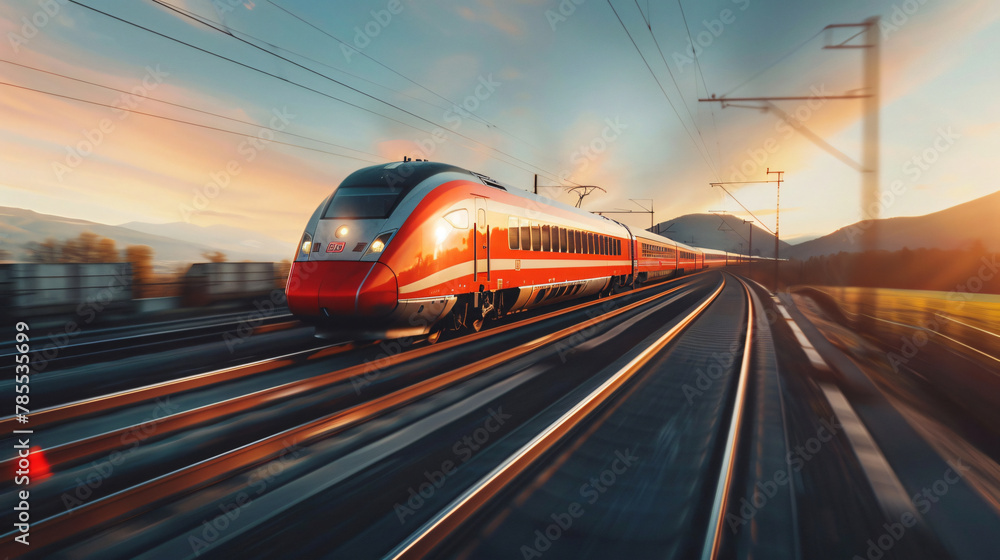 Obraz premium high speed fast moving train