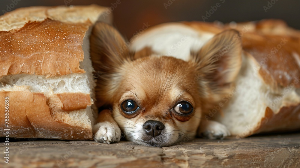 A Chihuahua between two slices of bread like a hotdog 01 A Chihuahua between two slices of bread like a hotdog 01